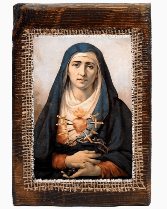 Oremus Mercy Religious Items Lady of Seven Sorrows Retablo