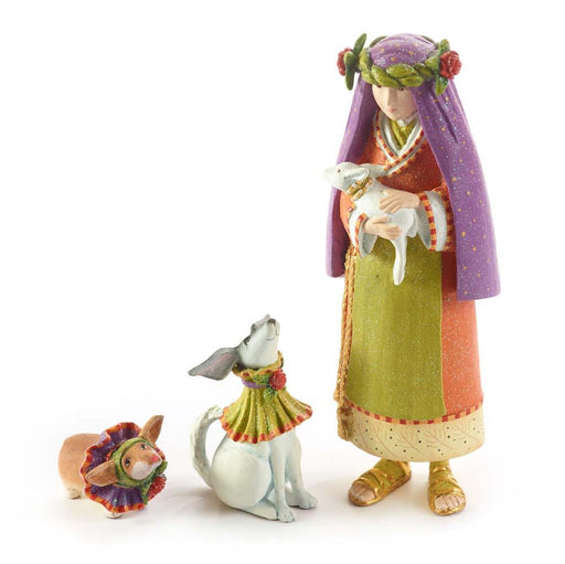 Patience Brewster Figurines Nativity Shepherdess with Dog Figures by Patience Brewster