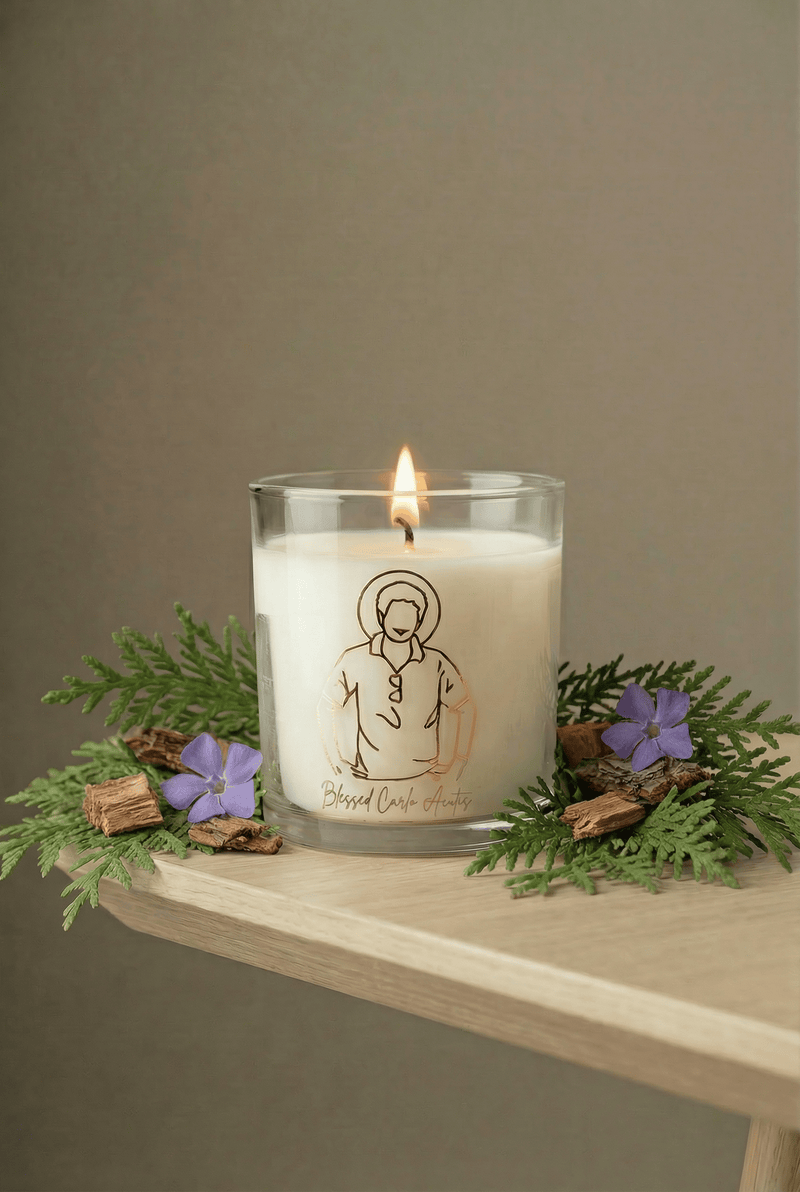 Pax Rosa Saint Carlo Acutis Candle