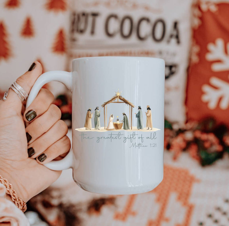 Posh Magnolia Boutique Greatest Gift of All Nativity Scene Ceramic Christmas Mug