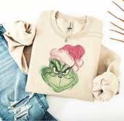 Posh Magnolia Boutique Grinch Christmas Faux Embroidery Sweatshirt or T-Shirt: Sweatshirt / XL