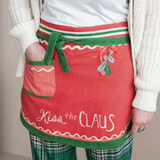 Quirks! Apparel & Accessories Embroidered & Printed Christmas Apron with Pom Poms & Pocket