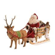 Quirks! Bethany Lowe / Johanna Parker Christmas Santa in a One Horse Open Sleigh