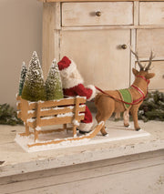 Quirks! Bethany Lowe / Johanna Parker Christmas Santa in a One Horse Open Sleigh