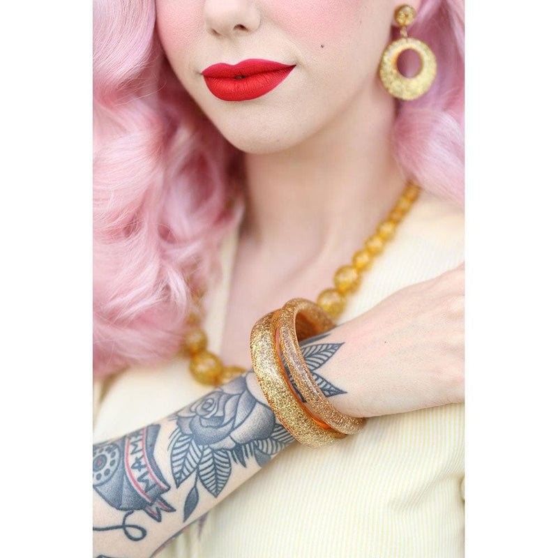 Quirks! bracelet Narrow Pale Gold Glitter Bangle by Splendette