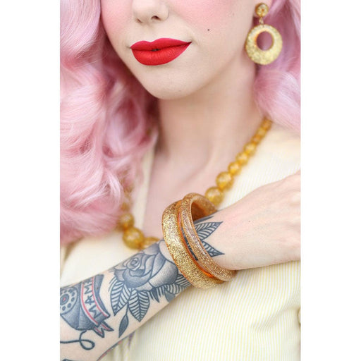 Quirks! bracelet Narrow Pale Gold Glitter Bangle by Splendette