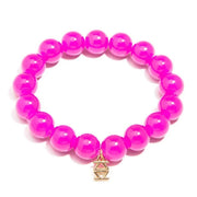 Quirks! Bracelets Glass Bead Stretch Bracelet - Hot Pink