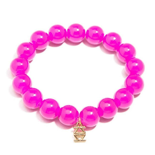 Quirks! Bracelets Glass Bead Stretch Bracelet - Hot Pink