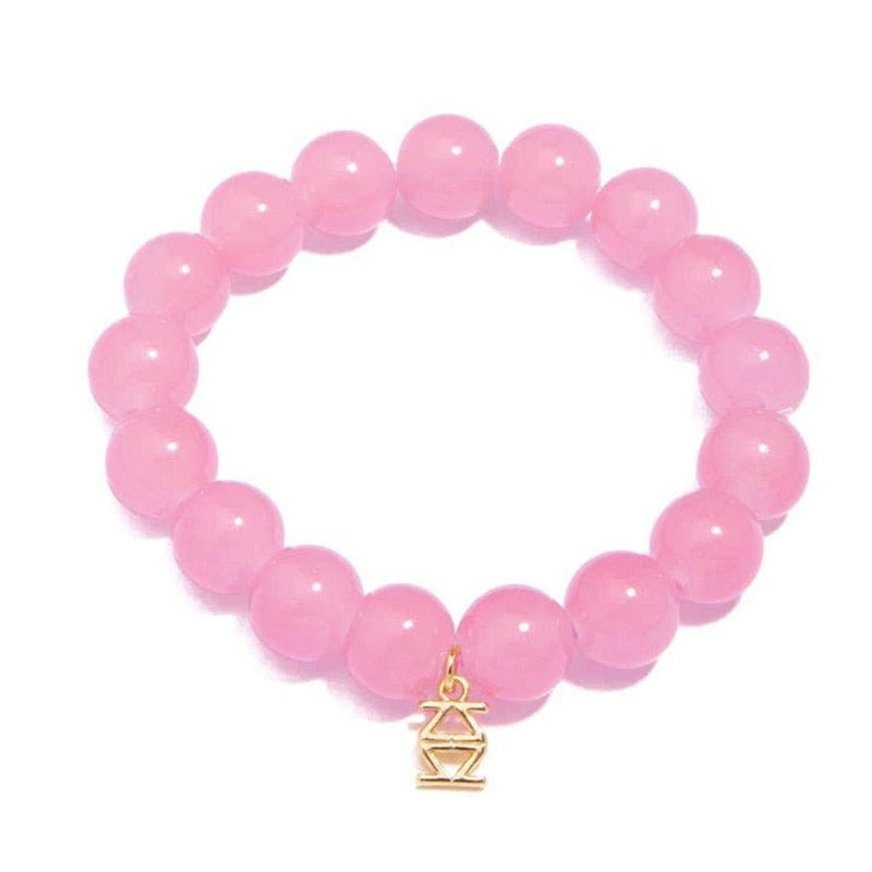 Quirks! Bracelets Glass Bead Stretch Bracelet - Light Pink