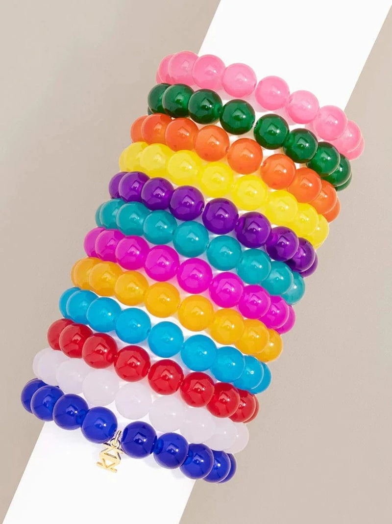 Quirks! Bracelets Glass Bead Stretch Bracelet - Neon Blue