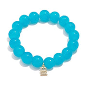 Quirks! Bracelets Glass Bead Stretch Bracelet - Neon Blue