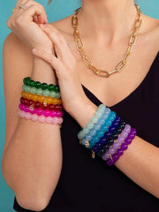 Quirks! Bracelets Glass Bead Stretch Bracelet - Purple