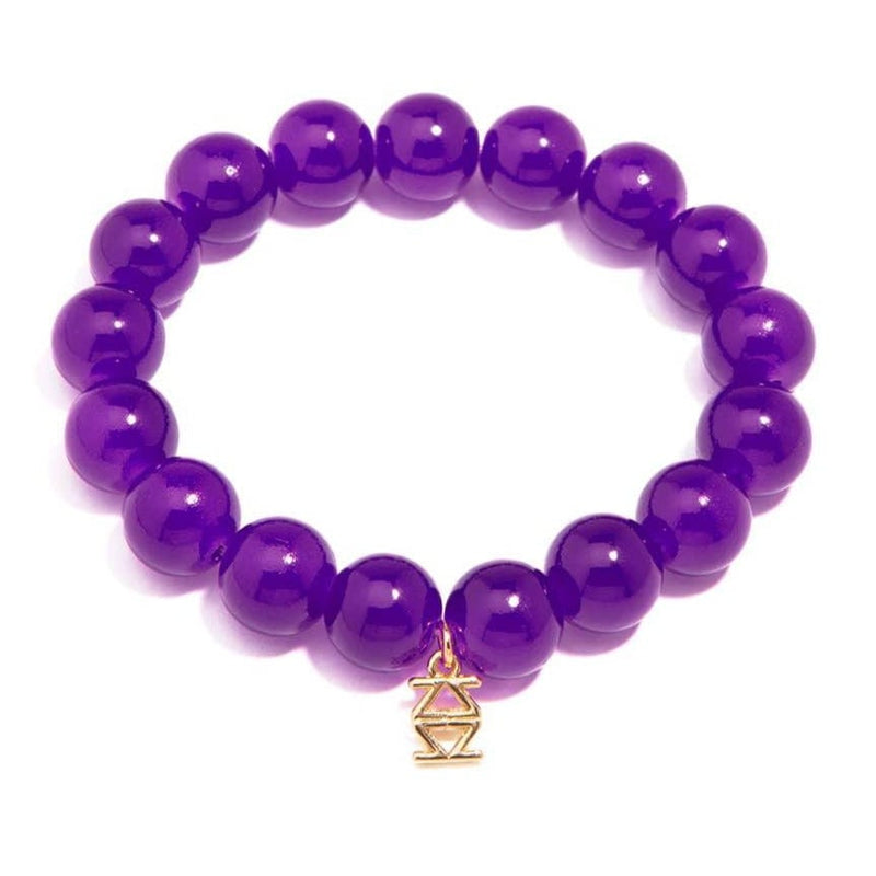Quirks! Bracelets Glass Bead Stretch Bracelet - Purple