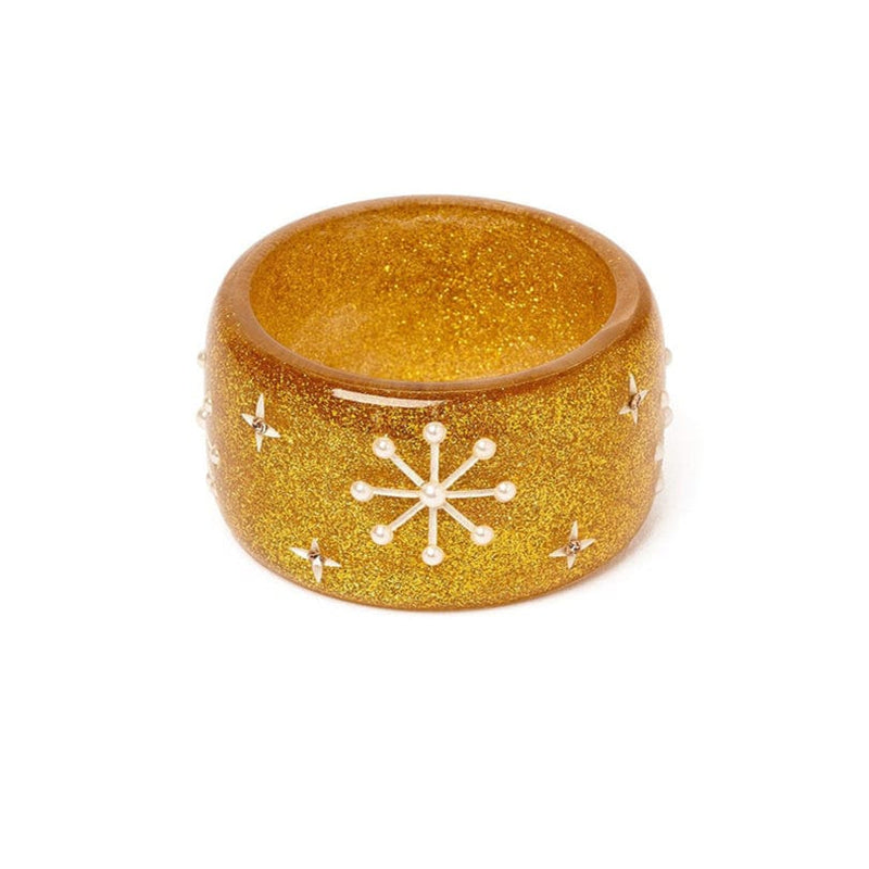 Quirks! Bracelets Limited-Edition Wide Gold Glitter Snowflake Bangle by Splendette