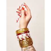 Quirks! Bracelets Limited-Edition Wide Gold Glitter Snowflake Bangle by Splendette