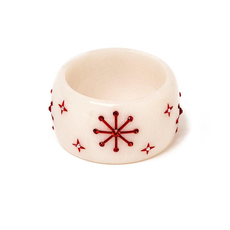 Quirks! Bracelets Limited-Edition Wide White Snowflake Bangle by Splendette