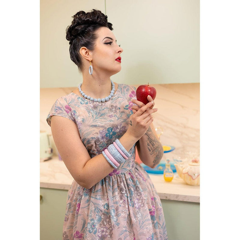 Quirks! Bracelets Midi Powder Blue Heavy Carve Bangle by Splendette