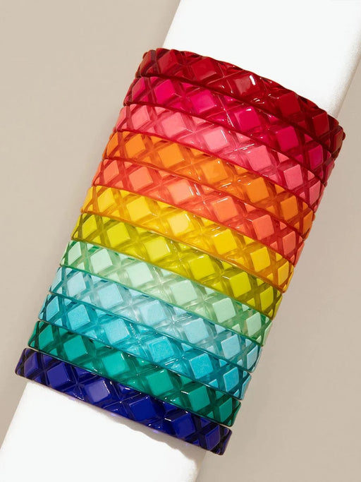 Quirks! Bracelets Quilted Resin Bangle Bracelet -WHITE