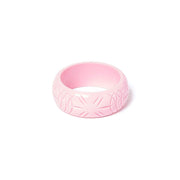 Quirks! Bracelets Wide Baby Pink Heavy Carve Bangle by Splendette