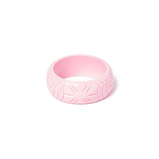 Quirks! Bracelets Wide Baby Pink Heavy Carve Bangle by Splendette