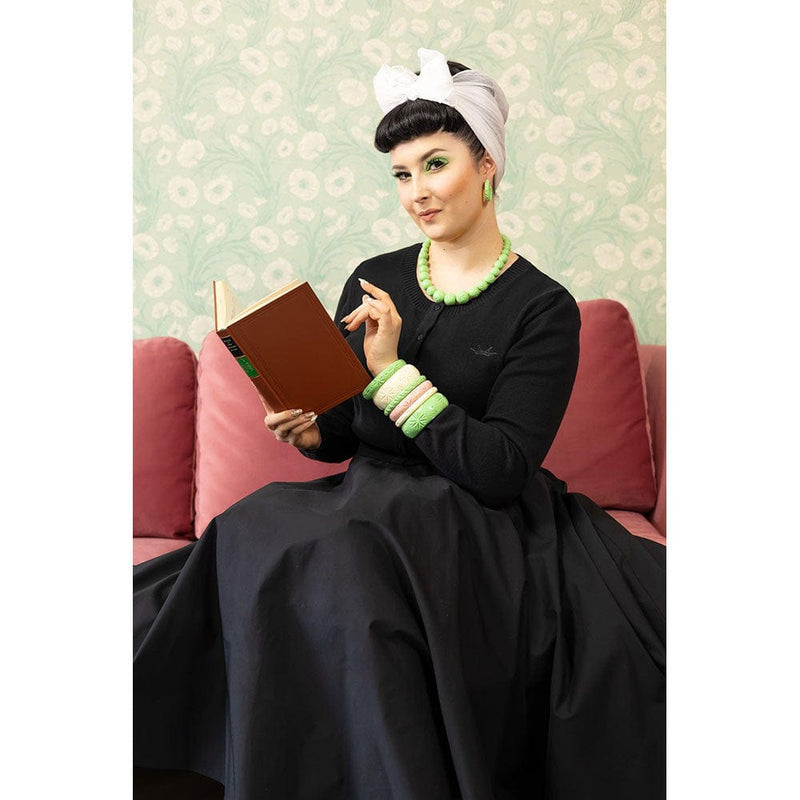 Quirks! Bracelets Wide Cream Heavy Carve Bangle by Splendette