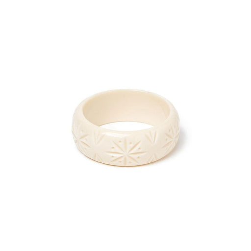 Quirks! Bracelets Wide Cream Heavy Carve Bangle by Splendette