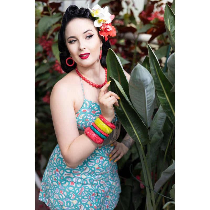 Quirks! Bracelets Wide Hibiscus Heavy Carve Bangle by Splendette