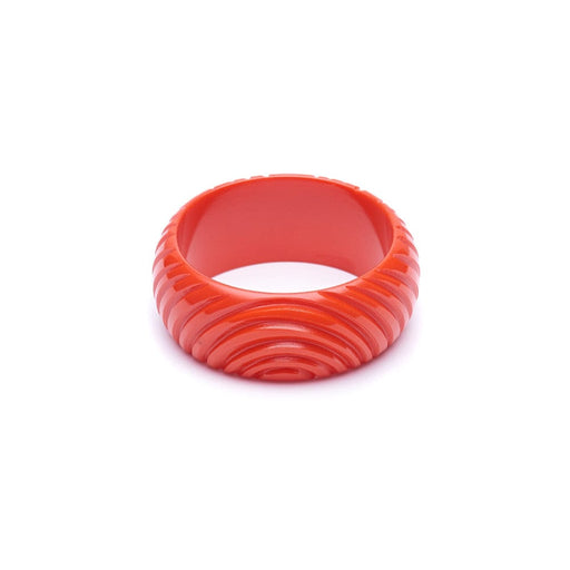 Quirks! Bracelets Wide Papaya Heavy Carve Fakelite Bangle by Splendette