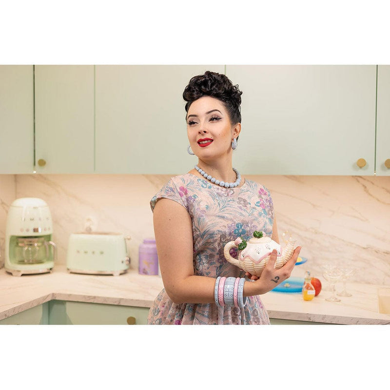 Quirks! Bracelets Wide Powder Blue Heavy Carve Bangle by Splendette