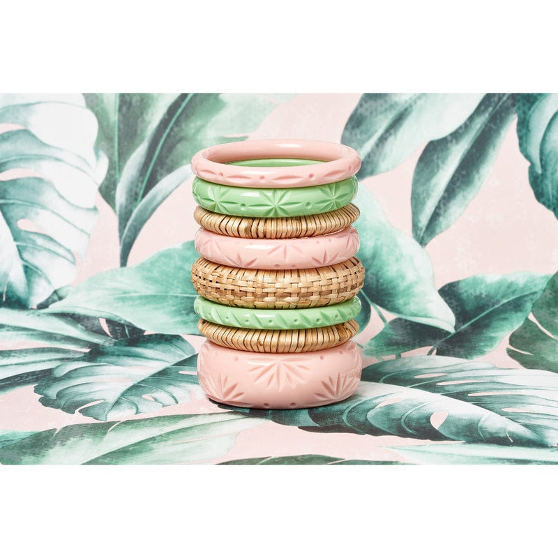 Quirks! Bracelets Wide Shell Heavy Carve Bangle by Splendette