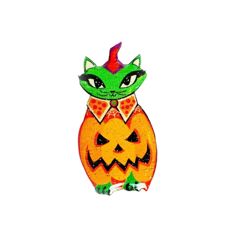 Quirks! Brooch Cat in a Pumpkin Costume Pin by Rosie Rose Parker