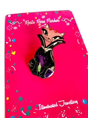 Quirks! Brooch Retro Vampire Cat Pin by Rosie Rose Parker