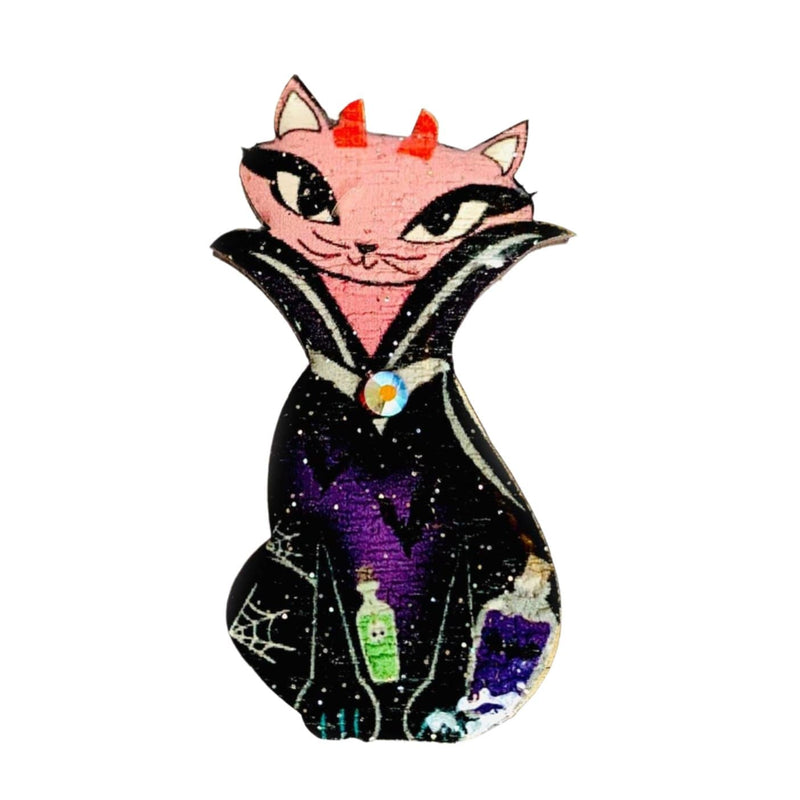Quirks! Brooch Retro Vampire Cat Pin by Rosie Rose Parker