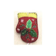 Quirks! Brooches 2" Felt Pin Red Mitten w/3 Leaves