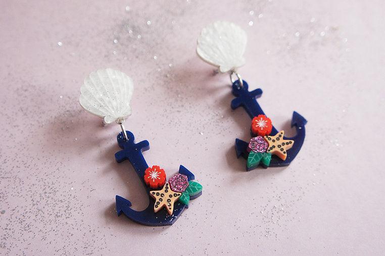 Quirks! Brooches & Lapel Pins Nautical Anchor Earrings by Laliblue