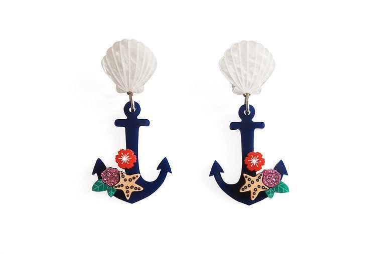 Quirks! Brooches & Lapel Pins Nautical Anchor Earrings by Laliblue
