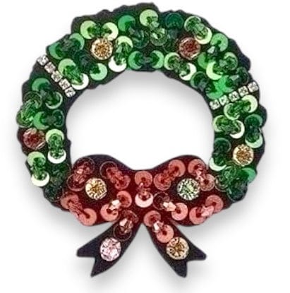 Quirks! Brooches & Lapel Pins Rhinestone & Sequins Christmas Wreath Pin