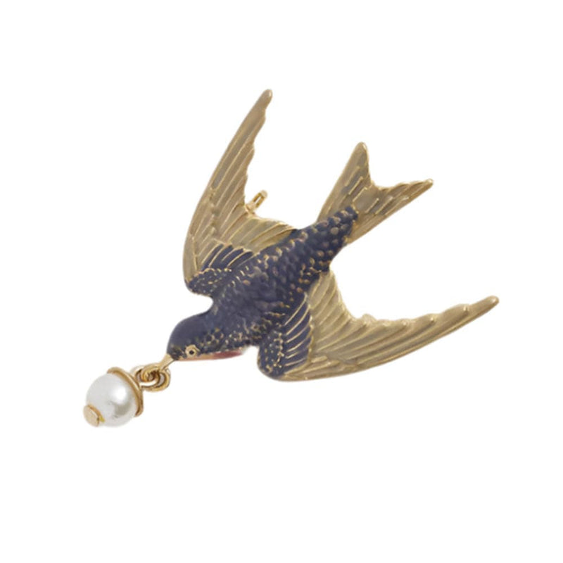 Quirks! Brooches & Lapel Pins Swallow & Pearl Pin by Fable England