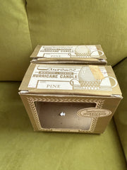 Quirks! candolier Vintage Christmas Gold Glitter Hurricane Glass Candles in Box x2