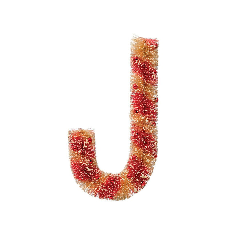 Quirks! Christmas 10"H Sisal Bottle Brush Candy Cane w/ Beads