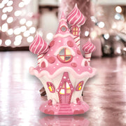 Quirks! Christmas 10" LED Pink Candy Castle by December Diamonds