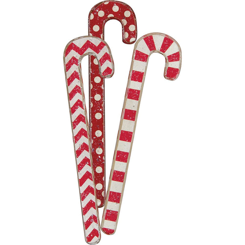 Quirks! Christmas 10" Red Handpainted Wood Candy Canes