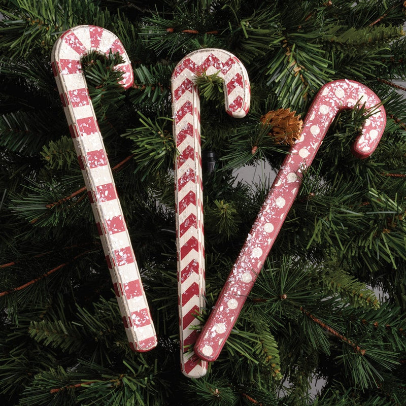 Quirks! Christmas 10" Red Handpainted Wood Candy Canes
