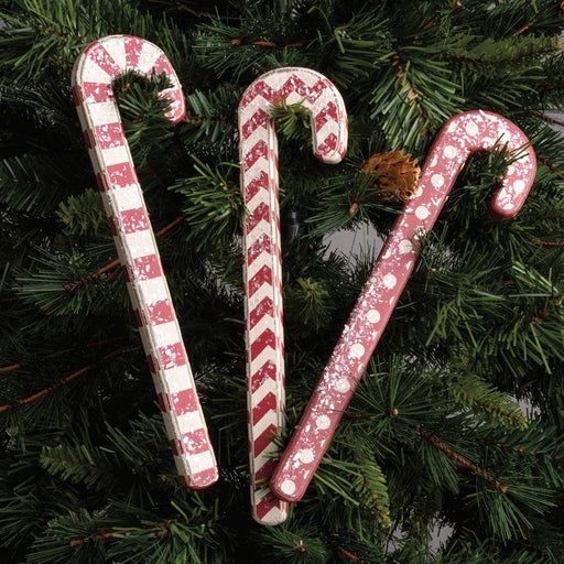Quirks! Christmas 10" Red Handpainted Wood Candy Canes