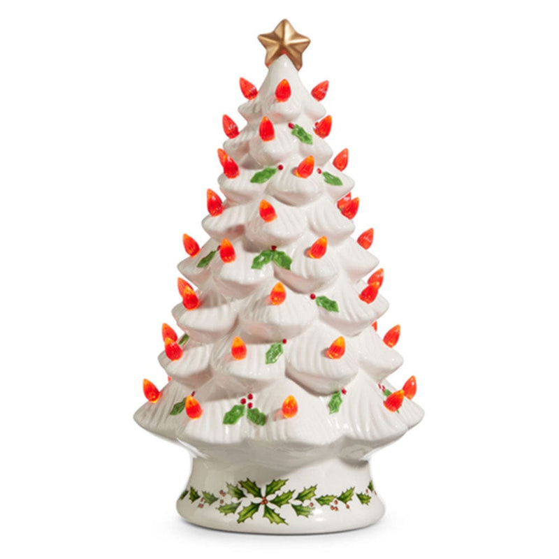 Quirks! Christmas 13" Lighted Vintage Holly Ceramic Tree