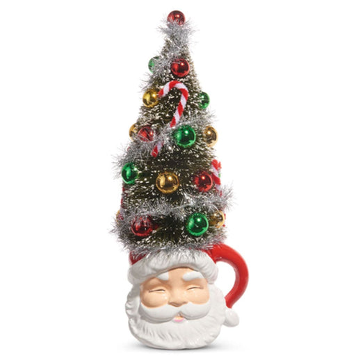 Quirks! Christmas 14" Bottle Brush Tree Santa Mug