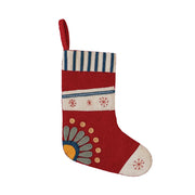 Quirks! Christmas 18"H Handmade Wool Felt Stocking w/ Embroidered Snowflakes & Flower