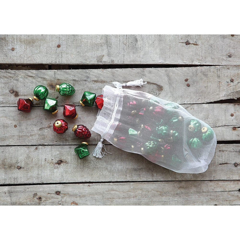 Quirks! Christmas Embossed Mercury Glass Ornaments in Bag, Set of 36