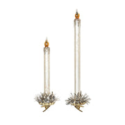 Quirks! Christmas Frosted Ivory Glass Taper Candle Clip-on Set of 2