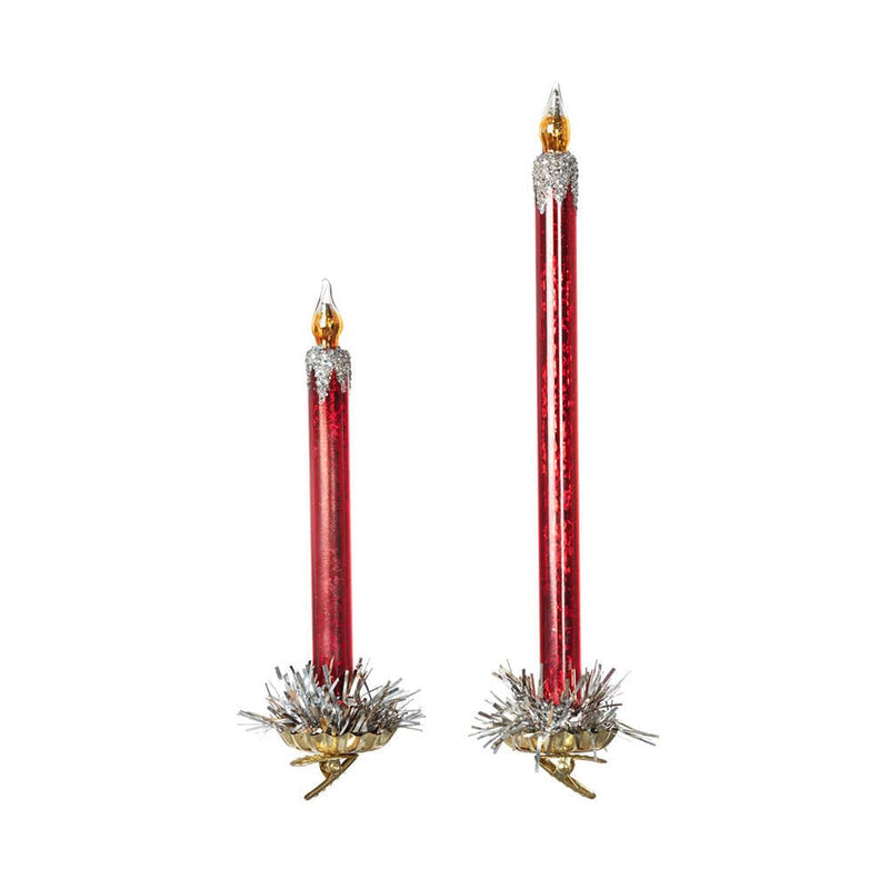 Quirks! Christmas Frosted Red Glass Taper Candle Clip-on Set of 2